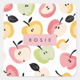 Adesivo Quadrado Padrão de Maçã Cortante Personalizado