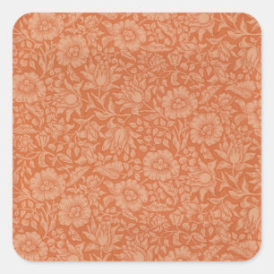 Adesivo Quadrado Padrão de Malva de William Morris: Floral Terracot