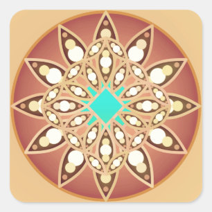 Adesivo Quadrado Padrão de mandala em caramelo e chocolate