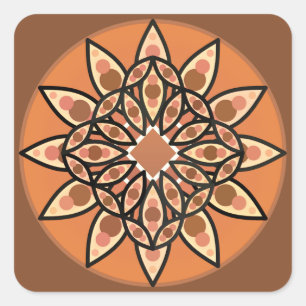 Adesivo Quadrado Padrão de mandala em chocolate, terracota e ferrug