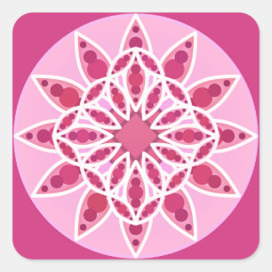 Adesivo Quadrado Padrão de Mandala em rosa, fúcsia e branco