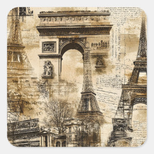 Adesivo Quadrado Padrão de Marco Histórico Francês Paris Vintage