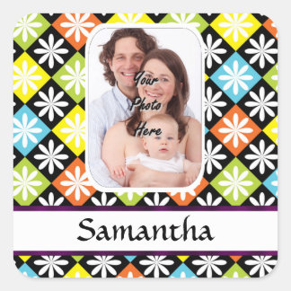 Adesivo Quadrado Padrão de margarida de árgyle