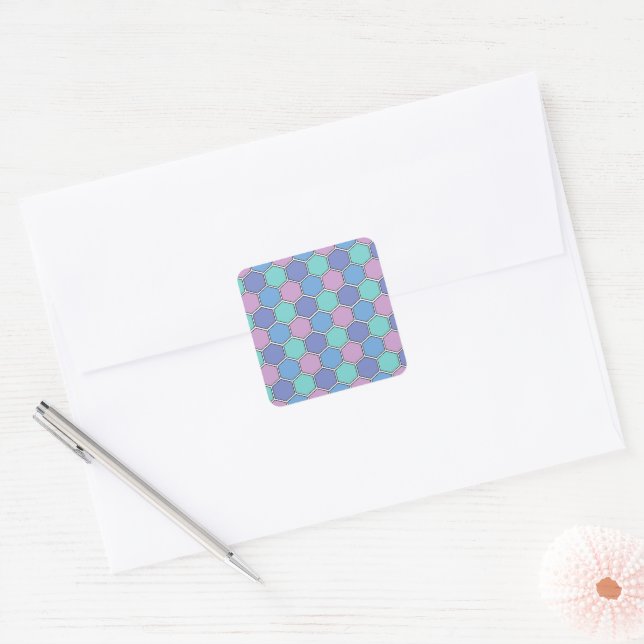 Adesivo Quadrado Padrão de Mel Pastéis (Envelope)