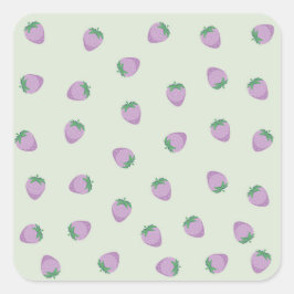 Adesivo Quadrado Padrão de Morangos Roxos