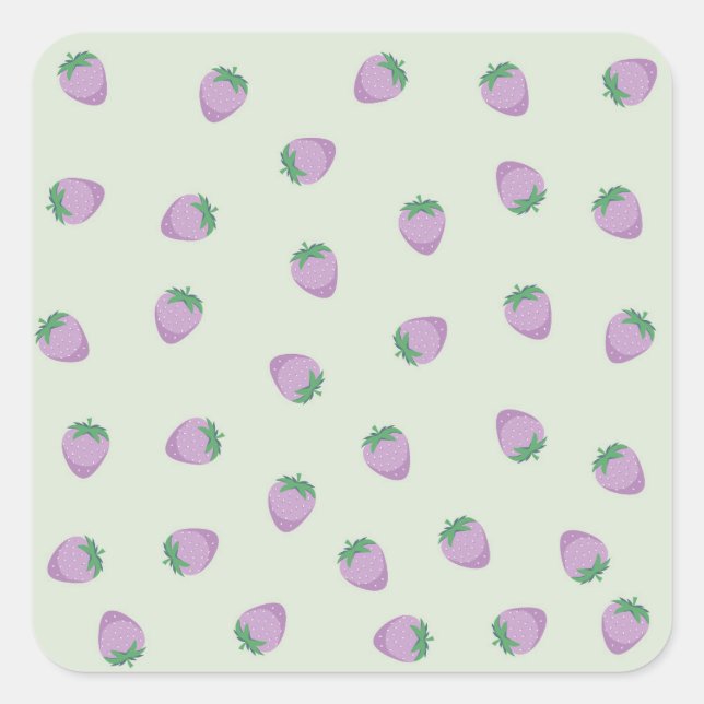 Adesivo Quadrado Padrão de Morangos Roxos (Frente)