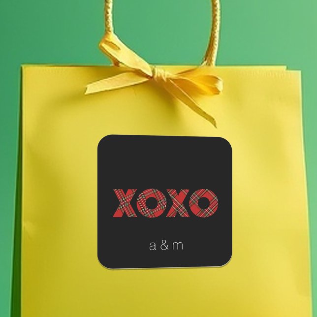 Adesivo Quadrado Padrão de Natal do Red Tartan (Criador carregado)