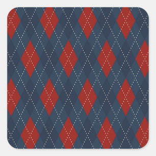 Adesivo Quadrado Padrão de Natal Real Blue Argyle