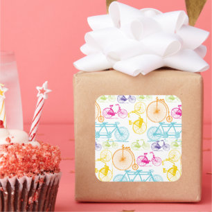 Adesivo Quadrado Padrão de Neon de Cor Brilhante de Bicicleta Moder