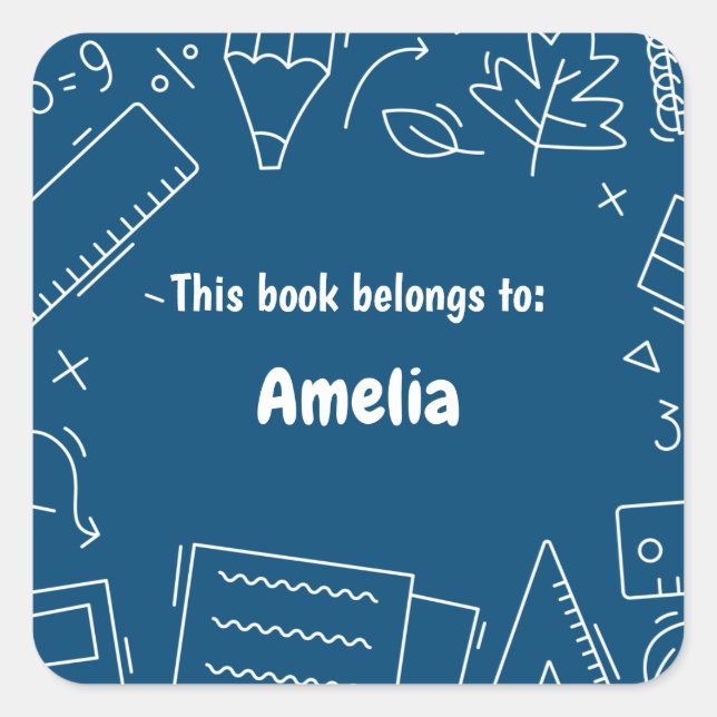 Adesivo Quadrado Padrão de oferta mínima de diversão escolar person (Frente)