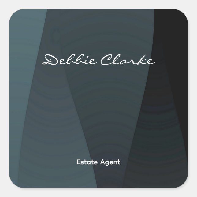 Adesivo Quadrado Padrão de ondas de gradiente de cinza azul (Frente)