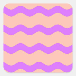 Adesivo Quadrado Padrão de ondas rosa e roxa