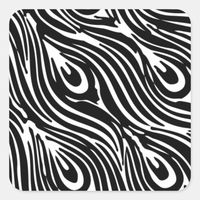 Adesivo Quadrado Padrão De Penas Pretas E Brancas (Frente)