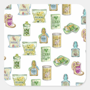 Adesivo Quadrado Padrão de poção da bruxa duplo