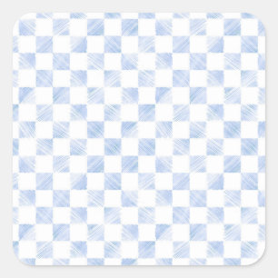 Adesivo Quadrado Padrão de Quadro de Verificação Azul Branco Modern