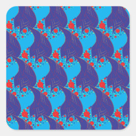 Adesivo Quadrado Padrão de queda abstrato BLUE e Rainbow vermelho m