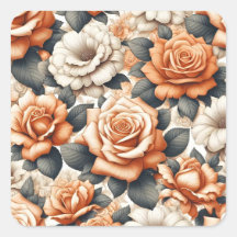 Padrão de Rosa Branca e Laranja Sem Costura