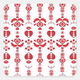 Adesivo Quadrado Padrão de Rosemaling Moderno do Natal escandinavo