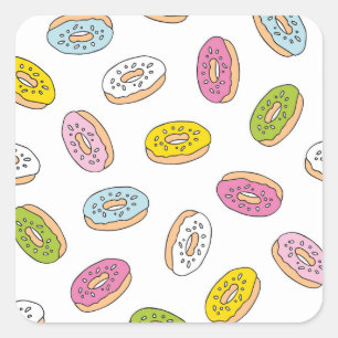 Adesivo Quadrado Padrão de rosquinha de porta, design sem costura.