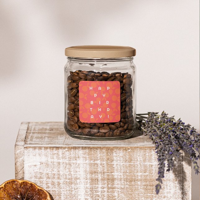 Adesivo Quadrado Padrão de tangerina de aniversário (Criador carregado)