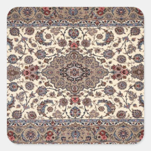 Adesivo Quadrado Padrão de Tapete Persa Floral Oriental