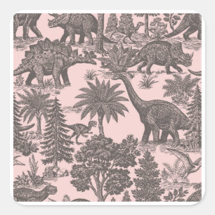 Adesivo Quadrado Padrão de Toalete de Dinossauro Vintage