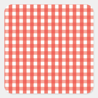Adesivo Quadrado Padrão de Verificação de Gingham Vermelho