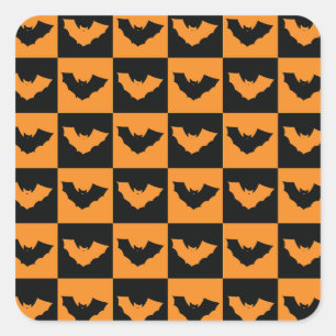 Adesivo Quadrado Padrão de Verificadores de Halloween com Bats
