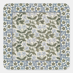 Adesivo Quadrado Padrão de Vieira Azul do Periwinkle Vinca