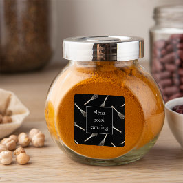 Adesivo Quadrado Padrão de Whisk Preto e Dourado | Criador de cozin