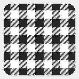 Adesivo Quadrado Padrão de xadrez B&W de verificação clássico de Bu