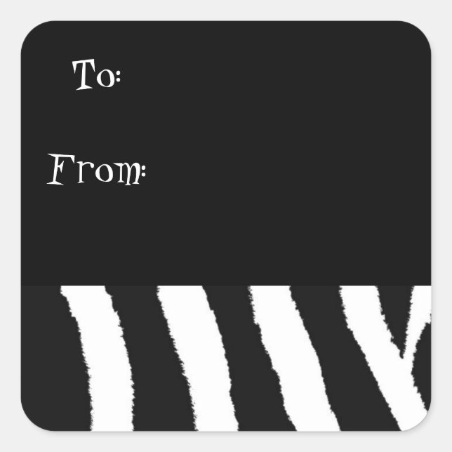 Adesivo Quadrado Padrão de Zebra Branca e Negra (Frente)