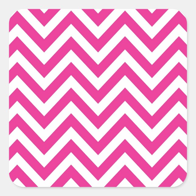 Adesivo Quadrado Padrão de zigzag Chevron Rosa Quente (Frente)