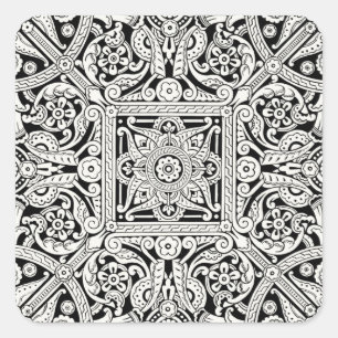 Adesivo Quadrado Padrão Design de Decoração Vitoriano