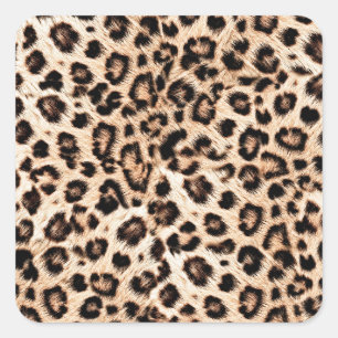 Adesivo Quadrado Padrão Design de Leopardo: Elegância Selvagem.