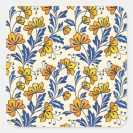 Adesivo Quadrado Padrão deslumbrante e contínuo de flores e folhas