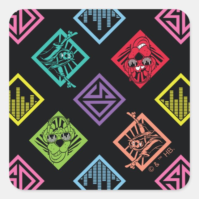 Adesivo Quadrado Padrão DJ Scooby-Doo (Frente)