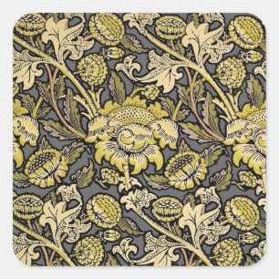 Adesivo Quadrado Padrão do Designer de Vintagem de Papel de Cartei