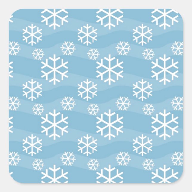 Adesivo Quadrado Padrão do Floco de Neve de inverno (Frente)