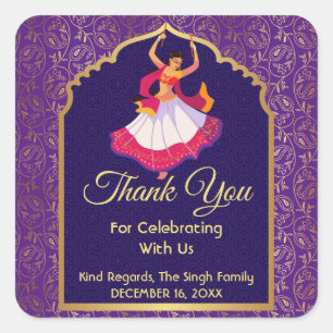 Adesivo Quadrado Padrão dourado asiático árabe roxo Mehndi 