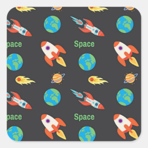Adesivo Quadrado Padrão espacial em preto