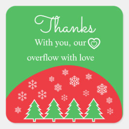 Adesivo Quadrado Padrão Festivo de Natal Editável Verde Vermelho