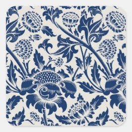 Adesivo Quadrado Padrão floral azul intricado em fundo claro