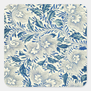 Adesivo Quadrado Padrão floral azul Vintage