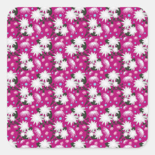 Adesivo Quadrado Padrão Floral Botânico de Design Elegante em Branc