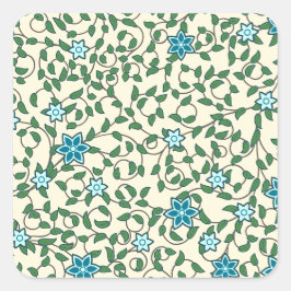 Adesivo Quadrado Padrão floral contínuo em fundo bege