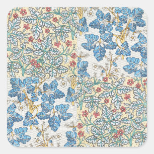 Adesivo Quadrado Padrão Floral de Gerânio Selvagem Art Nouveau Anti