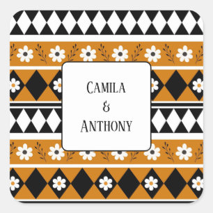 Adesivo Quadrado Padrão Floral do Diamante de Flor de Faixa de Fron