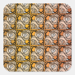 Adesivo Quadrado Padrão floral dos Rosas preto e dourado