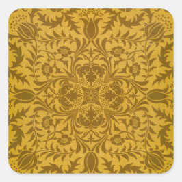 Adesivo Quadrado Padrão floral dourado ornamentado com simetria